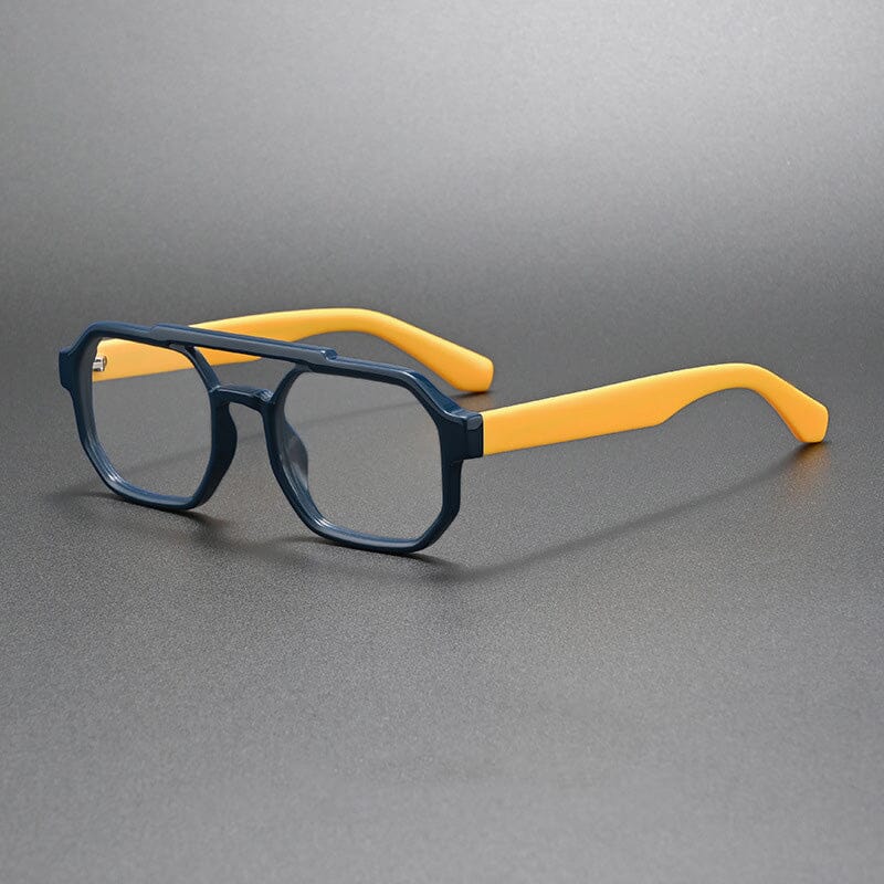 Pubill Vintage Acetate Eyeglasses Frame Aviator Frames Southood Dark Blue Yellow