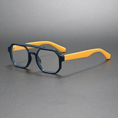 Pubill Vintage Acetate Eyeglasses Frame Aviator Frames Southood Dark Blue Yellow