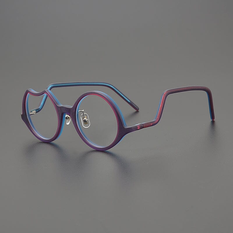 Qarib Vintage Acetate Glasses Frame Geometric Frames Southood Matte Purple Blue