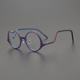 Qarib Vintage Acetate Glasses Frame Geometric Frames Southood Matte Purple Blue