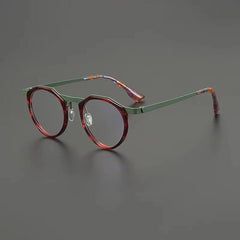 Qin Acetate Titanium Glasses Frame Round Frames Southood Red Green