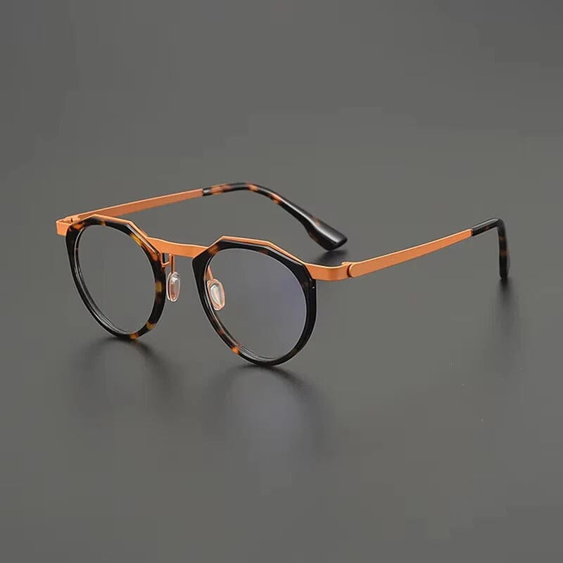 Qin Acetate Titanium Glasses Frame Round Frames Southood Tortoiseshell Orange