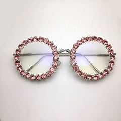 Queen Vintage Rhinestone Round Glasses Round Frames Southood red clear
