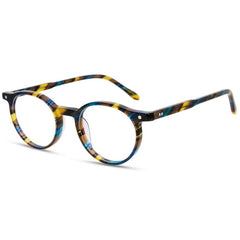 Quinn Vintage Acetate Glasses Frame Round Frames Southood Blue Stripe