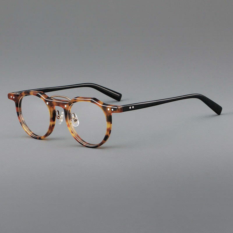 Raed Retro Round Acetate Glasses Frame Round Frames Southood Leopard black