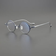 Rain Vintage Personalized Titanium Eyeglasses Frame Round Frames Southood Silver Blue