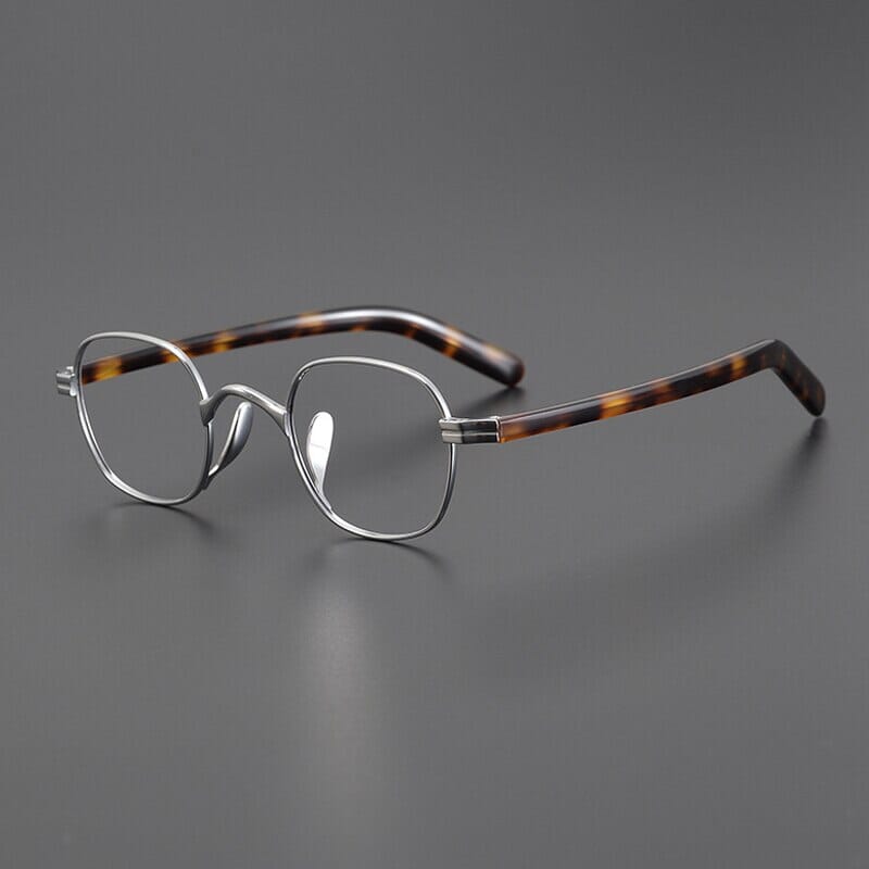 Ranay Vintage Titanium Eyeglasses Frame Rectangle Frames Southood Silver Tortoiseshell