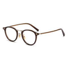 Remirez Titanium Round Glasses Frame Round Frames Southood Toasted Tea