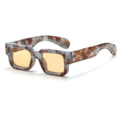 Reynald Square TR90 Sunglasses Sunglasses Southood Yellow Leopard(Orange Lens)