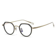 Robbin Retro Geometric Titanium Glasses Frame Geometric Frames Southood Black Gold