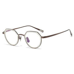 Robbin Retro Geometric Titanium Glasses Frame Geometric Frames Southood Clear Bronze