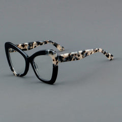 Roisin Vintage Acetate Glasses Frame Cat Eye Frames Southood C4 Black leopard