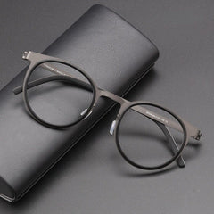 Rojo Ultralight Titanium Acetate Glasses Frame Oval Frames Southood Black Gun(46mm)