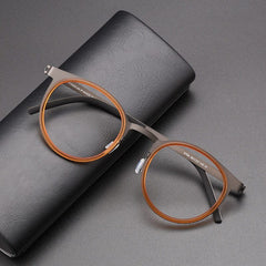 Rojo Ultralight Titanium Acetate Glasses Frame Oval Frames Southood Orange Gun(46mm)
