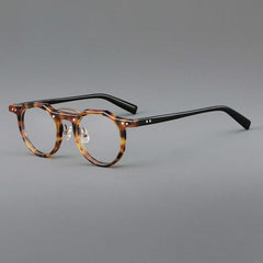 Ron Retro Round Acetate Glasses Frame Round Frames Southood Leopard black