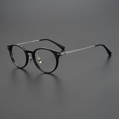 Rook Vintage Titanium Glasses Frame Cat Eye Frames Southood Black Silver