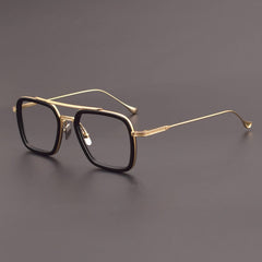 Royce Square Titanium Acetate Glasses Frame Rectangle Frames Southood Black gold