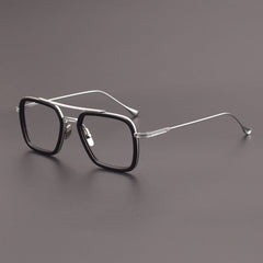 Royce Square Titanium Acetate Glasses Frame Rectangle Frames Southood Black silver