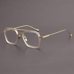 Royce Square Titanium Acetate Glasses Frame Rectangle Frames Southood Clear gold
