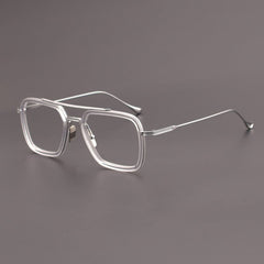 Royce Square Titanium Acetate Glasses Frame Rectangle Frames Southood Clear silver