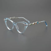 Ruby Vintage Rhinesotne Cat Eye Glasses Frame Browline Frames Southood Blue