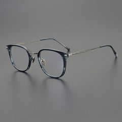 Rune Vintage Acetate Titanium Glasses Frame Round Frames Southood Blue gun
