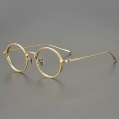 Saint Vintage Round Titanium Eyeglasses Frame Round Frames Southood Gold