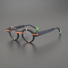 Saxan Matte Acetate Round Glasses Frame Round Frames Southood Matte Black