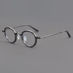 Saxon Titanium Round Glasses Frame Round Frames Southood Gun gray