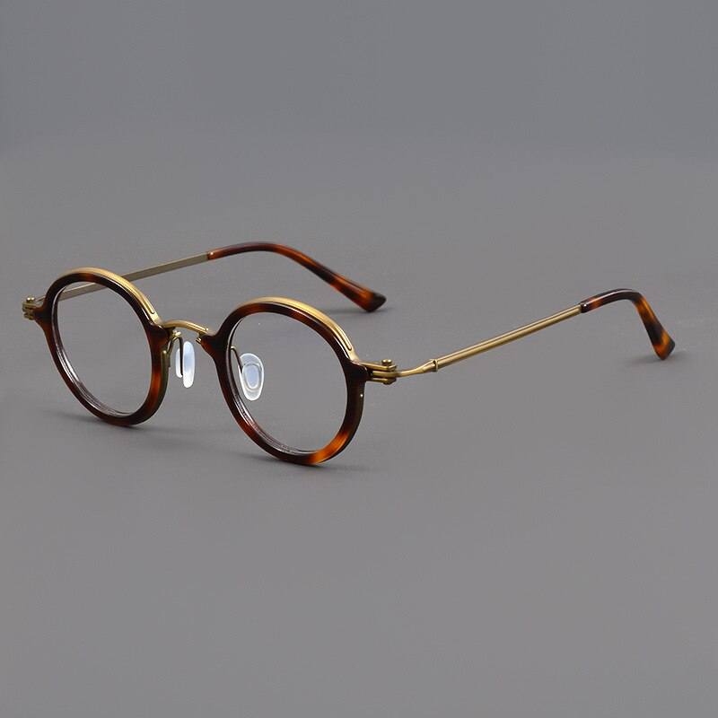 Saxon Titanium Round Glasses Frame Round Frames Southood Leopard