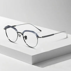 Sayam Retro Titanium Glasses Frame Oval Frames Southood Gray