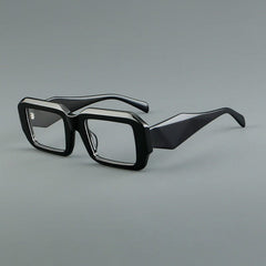 Shang Retro Rectangle Acetate Glasses Frame Rectangle Frames Southood Black