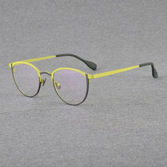 Shumac Titanium Round Glasses Frame Round Frames Southood Yellow Black