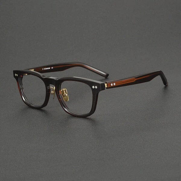 Sinner Vintage Acetate Eyeglasses Frame Rectangle Frames Southood Dark Tea Gold