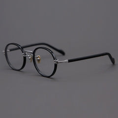 Smiley Vintage Acetate Round Glasses Frame Round Frames Southood Black Silver