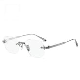 Spurs Retro Rimless Titanium Glasses Frame Geometric Frames Southood Silver