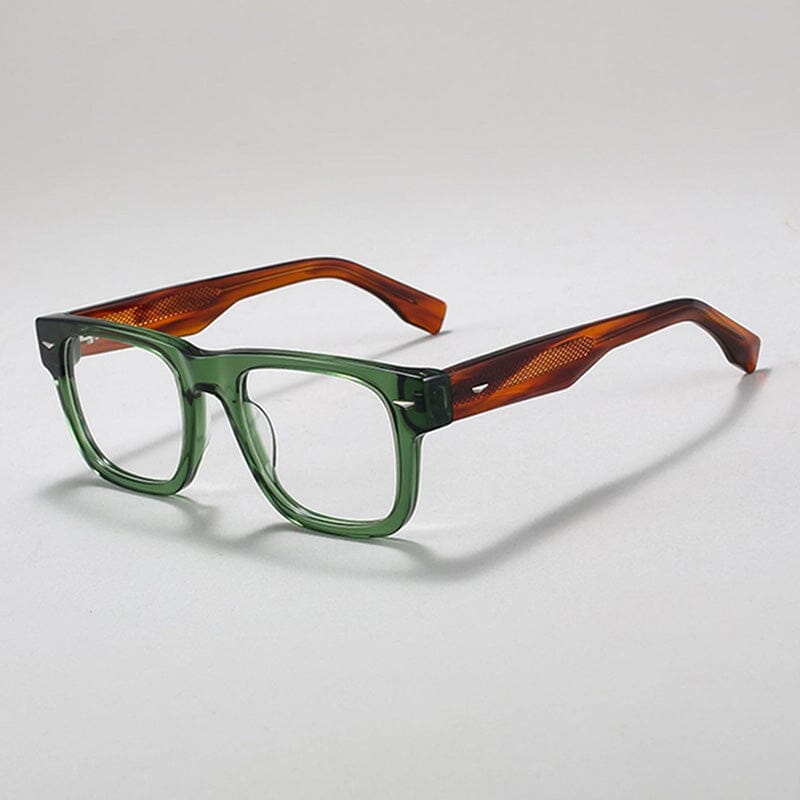 Steen Vintage Square Acetate Glasses Frame Rectangle Frames Southood Green Leopard