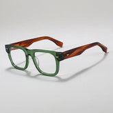 Steen Vintage Square Acetate Glasses Frame Rectangle Frames Southood Green Leopard
