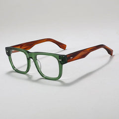Steen Vintage Square Acetate Glasses Frame Rectangle Frames Southood Green Leopard