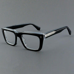 Sutton Retro Rectangle Acetate Glasses Frame Rectangle Frames Southood Black clear 