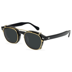 Symon Acetate Glasses Frame With sunglasses Clips Cat Eye Frames Southood Color1 Black gold clip