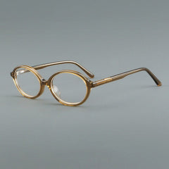 Ta Retro Acetate Glasses Frame Oval Frames Southood Clear Tea