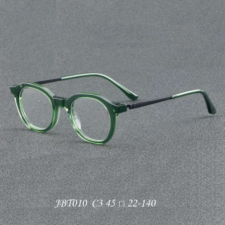 Tabia Round Acetate Glasses Frame Round Frames Southood C3Greenish