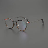 Tai Retro Titanium Eyeglasses Frame Round Frames Southood Leopard Gun