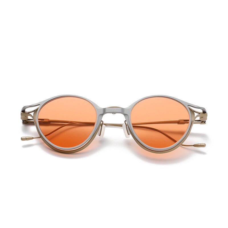 TJ Oval Titanium Glasses Frame With Magnetic Sunglasses Clips Oval Frames Southood Light Gold Orange
