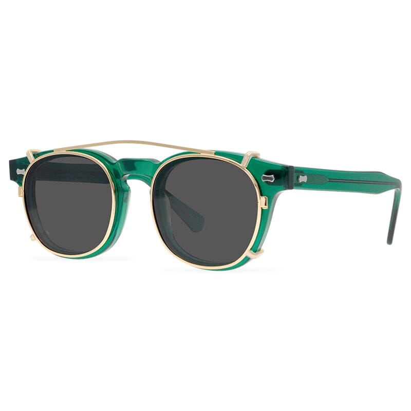 Trace Acetate Glasses Frame With sunglasses Clips Round Frames Southood Green