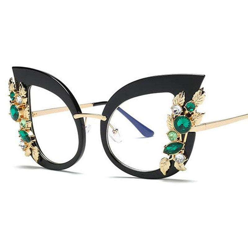 Trista Oversized Rhinestone Cat Eye Glasses Frame Cat Eye Frames Southood