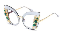 Trista Oversized Rhinestone Cat Eye Glasses Frame Cat Eye Frames Southood grey clear