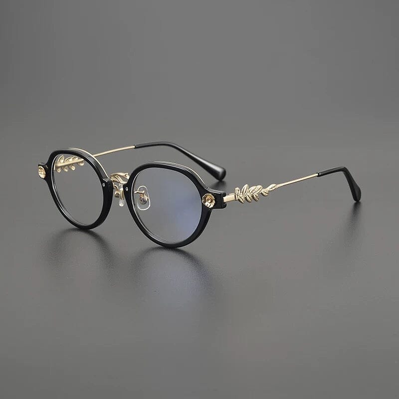 Tyrone Retro Round Acetate Oversize Glasses Frame Round Frames Southood Black Gold