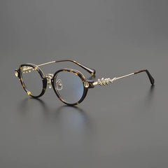 Tyrone Retro Round Acetate Oversize Glasses Frame Round Frames Southood Leopard Gold